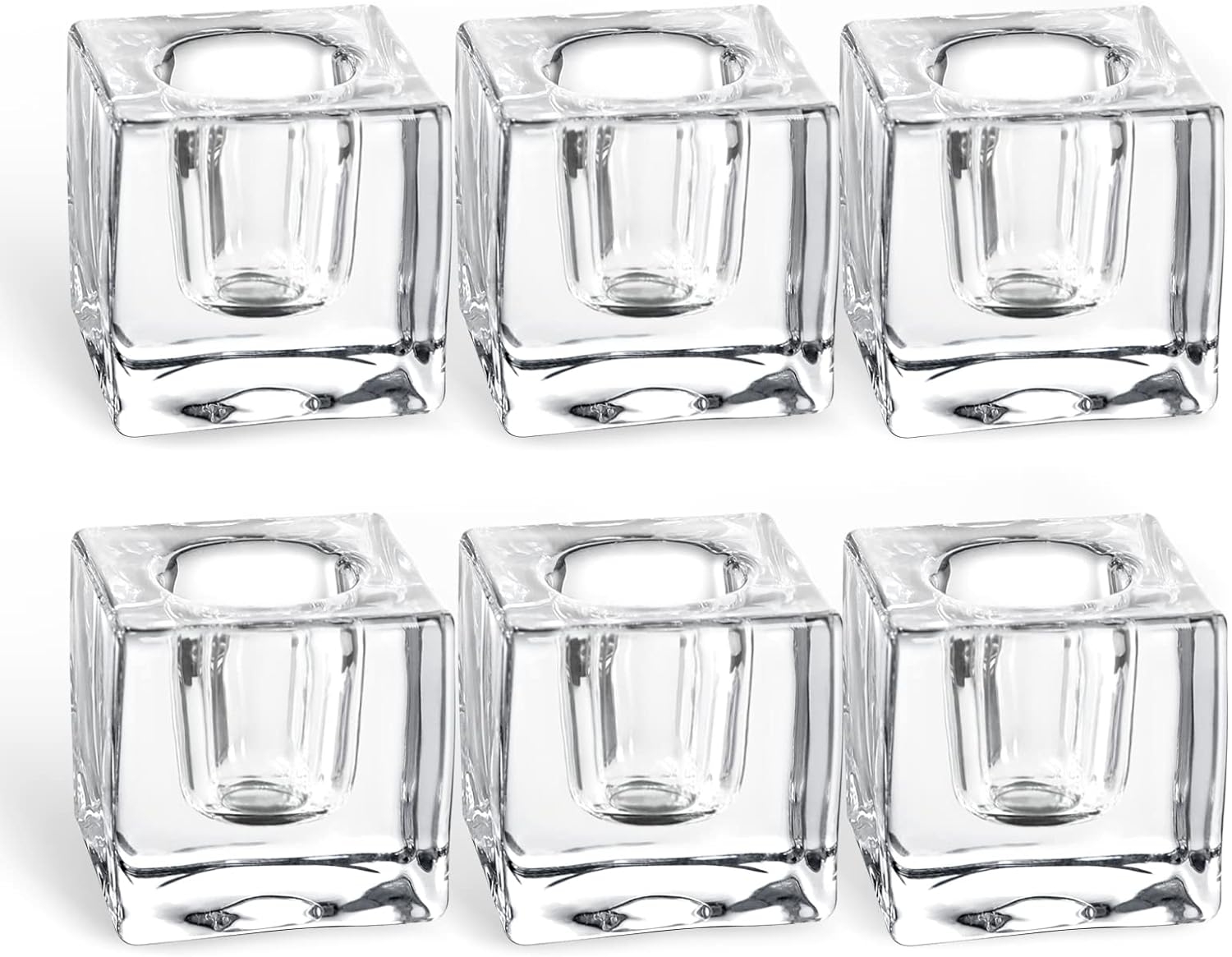 Glass Candle Holder Set of 6 Taper Candle Holders for Candlesticks Clear Crystal