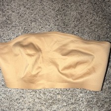 Beige Seamless Strapless Wireless Bandeau Bra Small Solid Pullover Breathable