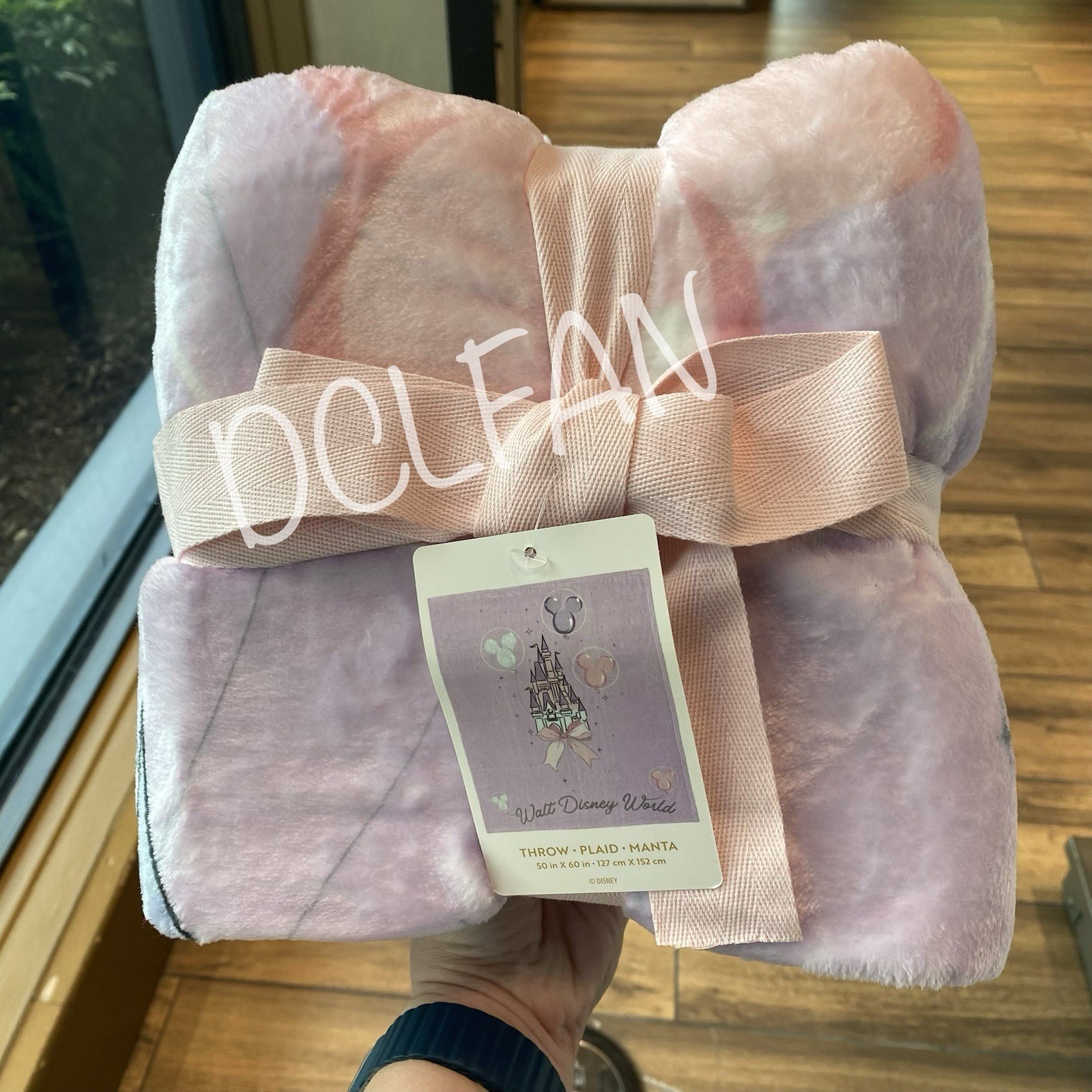 NEW⭐2026 Disney Parks Cinderella Castle Balloons Soft Pink Throw Blanket 50x60”
