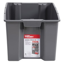 Medium Stackable Plastic Storage Bins with Lids, Heavy Duty Nesting Organizing