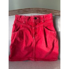 OshKosh Size 7 Bright Red Denim Mini Skirt Vintage 70s Made in USA