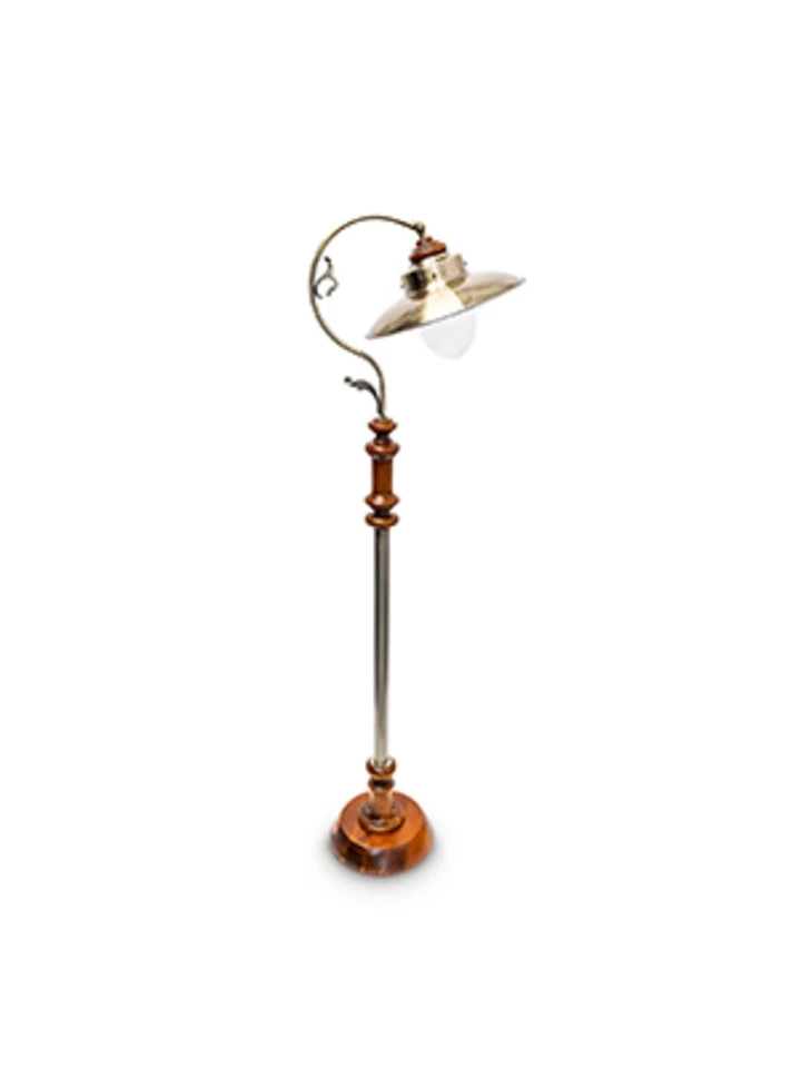 Stehlampe Leselampe Jugendstil-Lampe 6,5 kg 40 W Stehlampe aus Holz und Messing - Bild 1 von 4