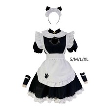 Franz&ouml;sisches Dienstm&auml;dchen Kost&uuml;m f&uuml;r Damen, Cosplay Kleid Rollenspiel mit Sch&uuml;rze Uniform Damen
