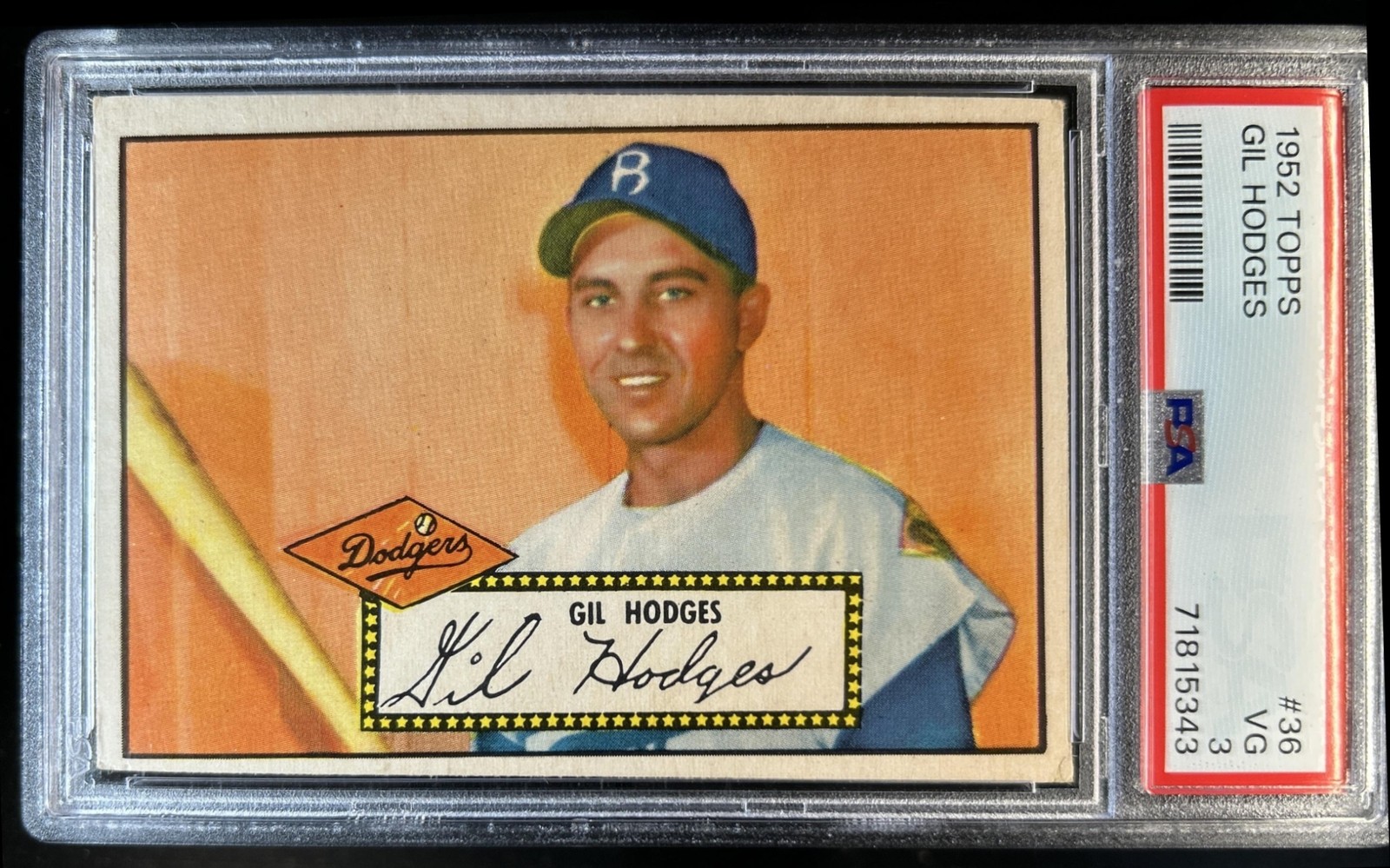 1952 Topps Gil Hodges #36 Dodgers PSA 3