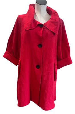 Damee Inc Women s OX Red Dramatic Collar Button Artsy Jacket CC