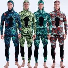 Men's 3mm Neoprene Hooded Diving Suit Set Swim Scuba Snorkeling Fishing Wetsuits