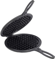 Lehmans Cast Iron Waffle Maker Non-Electric 7 Inch Round Waffles Black New