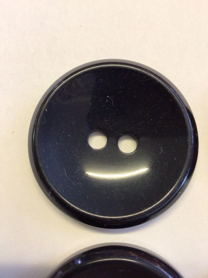 4 x 40mm Large Black 2 Hole Coat Buttons With Rim Tailoring/Sewing/Craft - Image 2 of 3