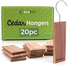 Ecokiwi Moth Repellent for Wardrobes & Clothes - 20 Pack Cedar Wood Hanging B...