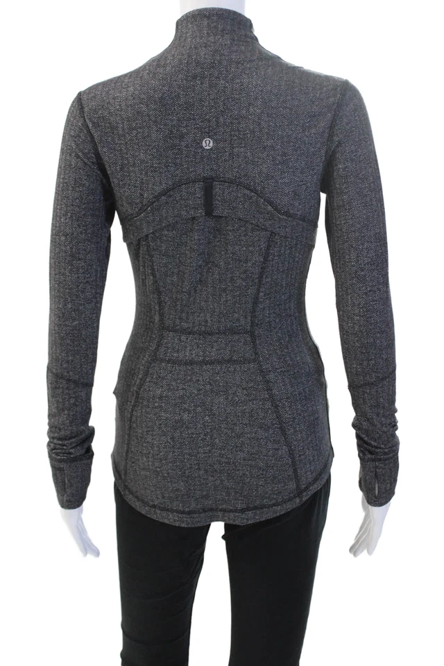 Lululemon Women Windbreaker Dark Gray High Neck Zip Long Sleeve Size 4 - Image 3 of 4