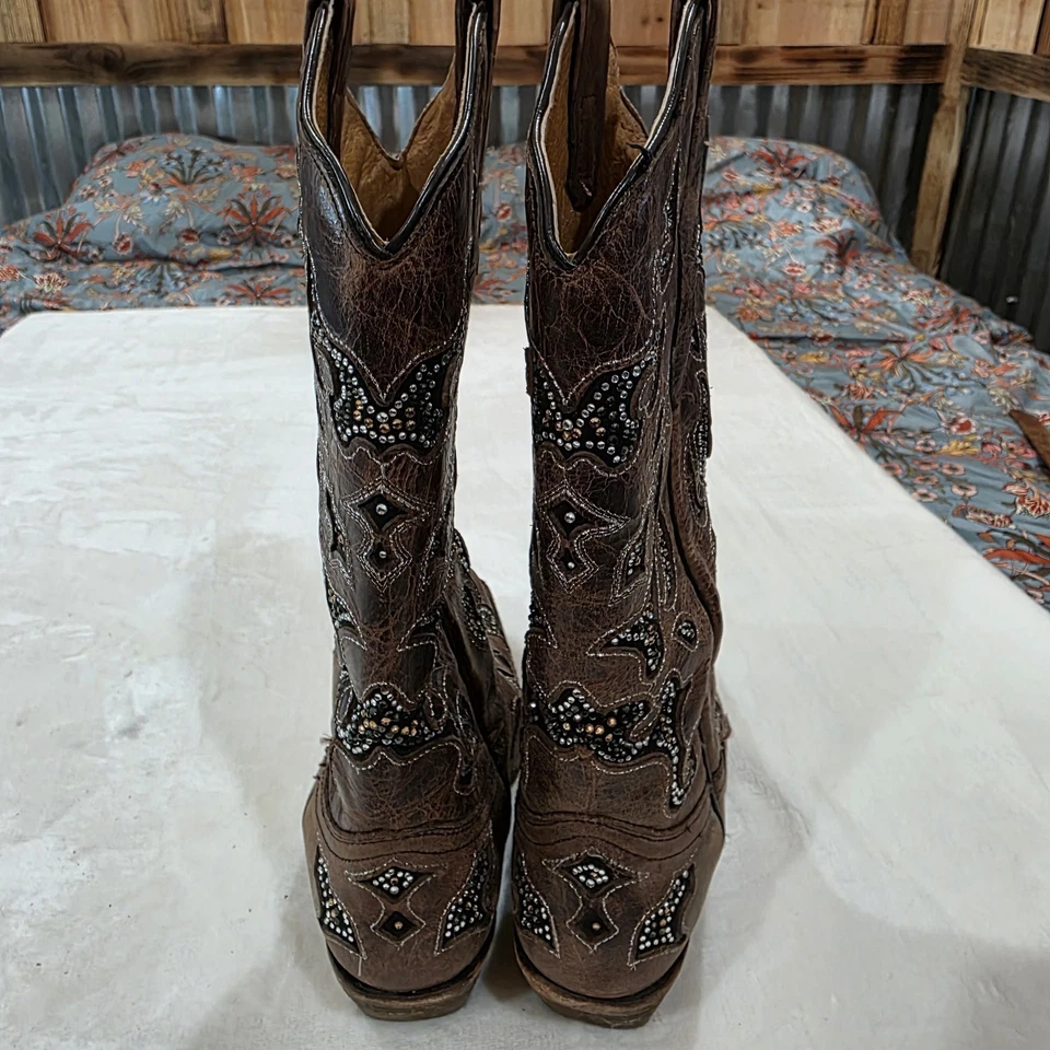 Corral Women’s Brown|Black Sequin Inlay|Embroidery|Studs Western|Boots Size 7.5 - Image 2 of 4