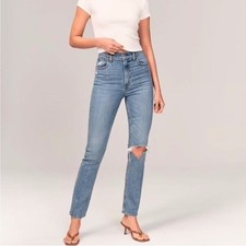 Abercrombie  Fitch The '90s Slim Straight Ultra High Rise Distressed Jeans 27