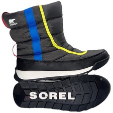 Youth Sorel Whitney II Puffy Mid Snow Boots Size 6 Black NY3873-093
