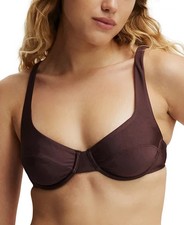 NWT COTTON ON Women's Underwire Balconette Swimsuit Top Brown Medium eau2125c
