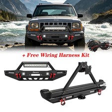 Off-road Frontrear Bumper W Spare Tire Carrier For 1984-2001 Jeep Cherokee Xj