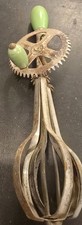 VTG A&G Green Wooden Handle Egg Beater Mixer Made in USA