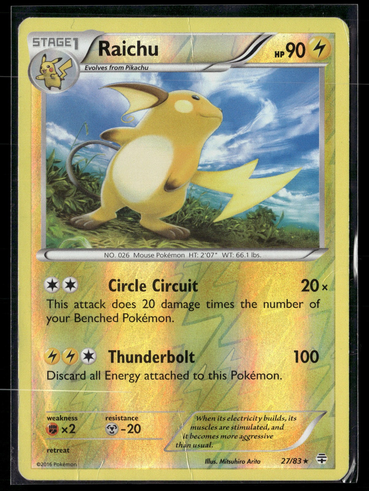 Pokemon TCG XY Base Set #43/146 Raichu Reverse Holo
