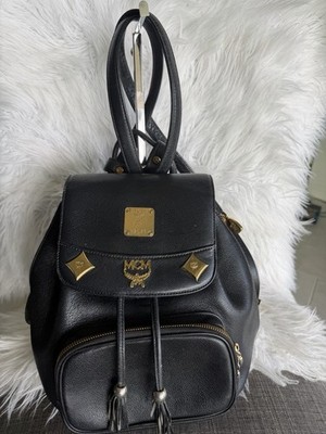 Authentic MCM Black Leather Vintage Backpack 
