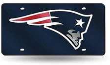 New England Patriots Premium Laser Cut Tag License Plate, Blue Mirrored...