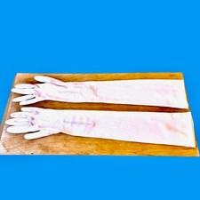 Vintage Opera Gloves White Nylon Stretch Long Formal Buttons 23" Long Size 8