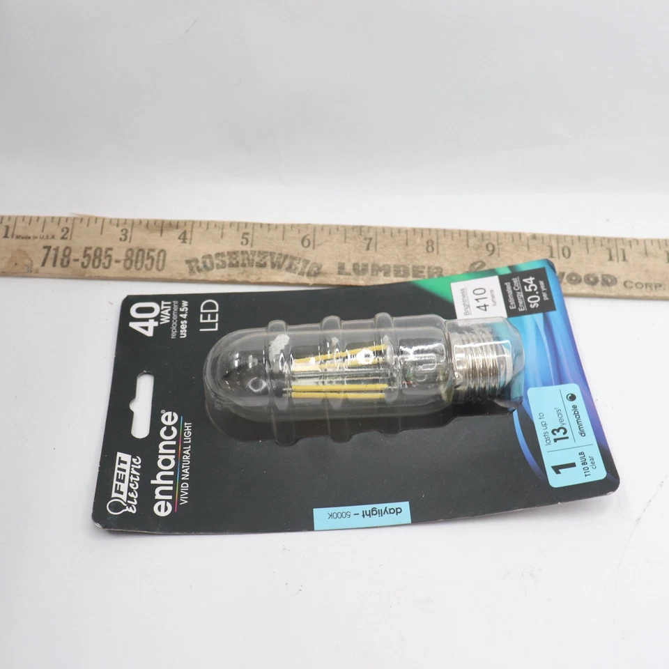 Feit Dimmable Filament Light Bulb Daylight Glass Clear 5000K 40W Equivalent - Image 3 of 4