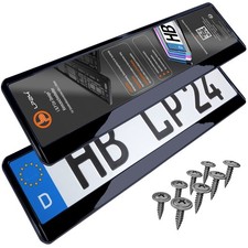 2 Kennzeichenhalter Schwarz Hochglanz Nummernschildhalter Kennzeichenhalterung