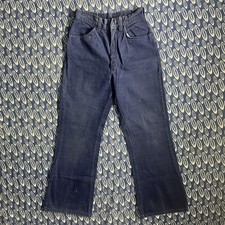 Vintage 30s Women  s Cotton Moleskin Flares Pants Trousers French Blue 23x27.5