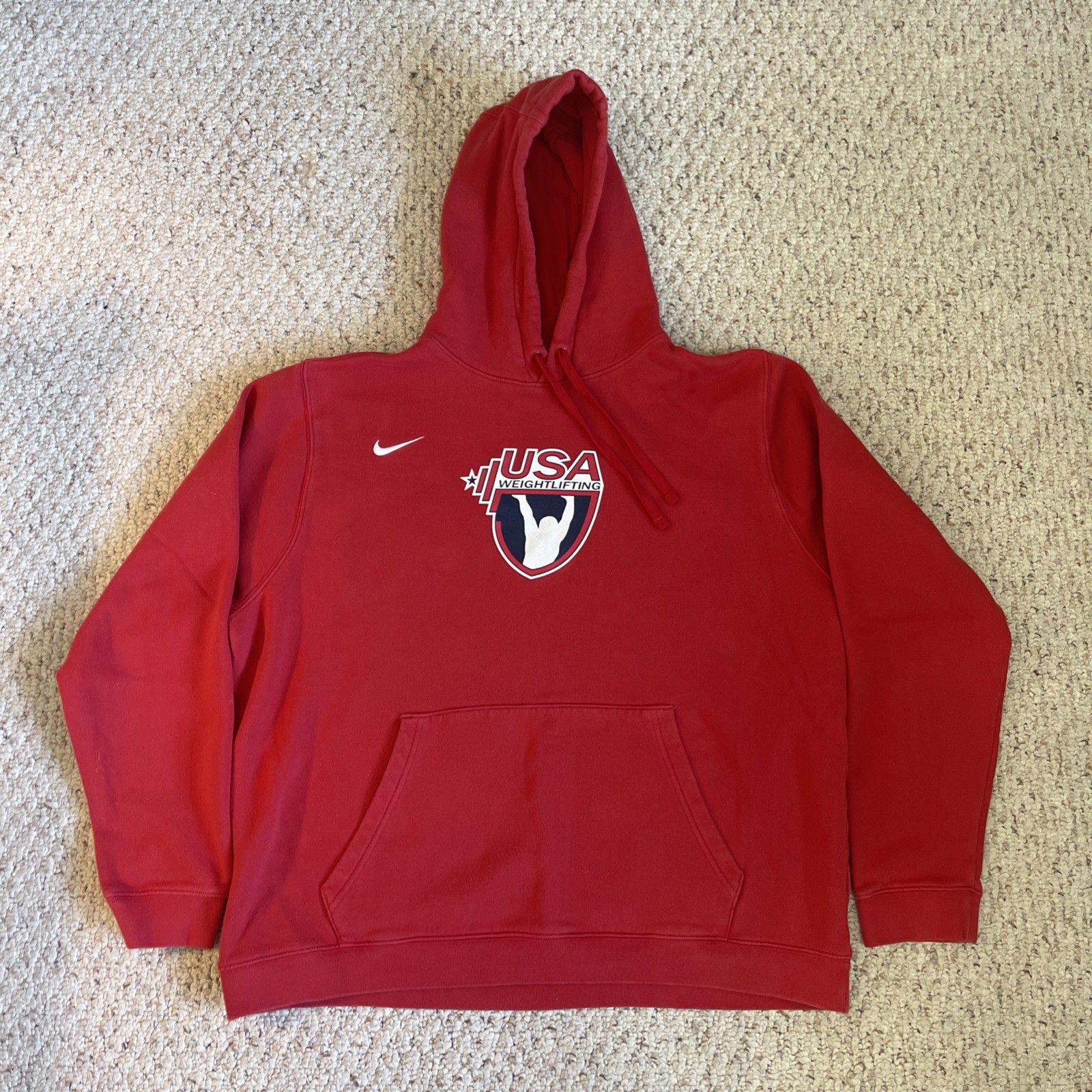 Nike USA Weightlifting Team Hoodie Sweatshirt Men’s Size XL Red Rare HTF