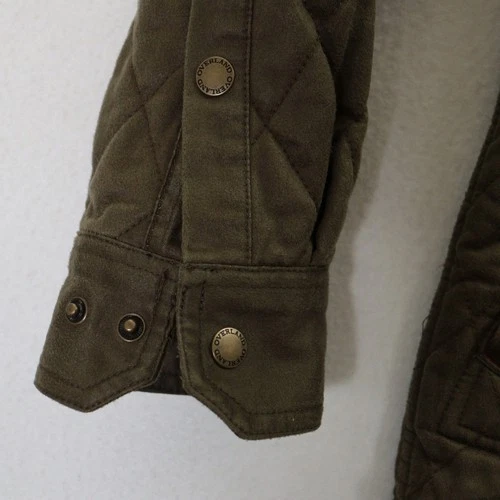 Overland Quilted Coated Cotton Shirt Jacket Men S Dark Olive NWT Deadstock image 10