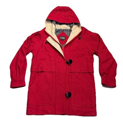 Image Australia Womens Vintage Duffle Coat Red Size 8 Wool Blend Hooded Jacket