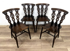 DINING CHAIRS 4 Ercol Fleur De Lys 375 Vintage Elm Triple Backrest FREE DELIVERY