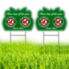 No Peeing/Pooping Be Respectful Dog Sign 2 Pack, Keep Off The Grass Yard Sign...