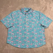 Chubbies Shirt Mens 2XL Blue Flamingos Bright Breathable Lightweight Active