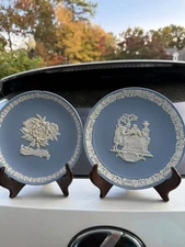 Set of 3  Wedgwood Blue Jasperware 1991 Romeo & Juliet Plate and Compote Bowl