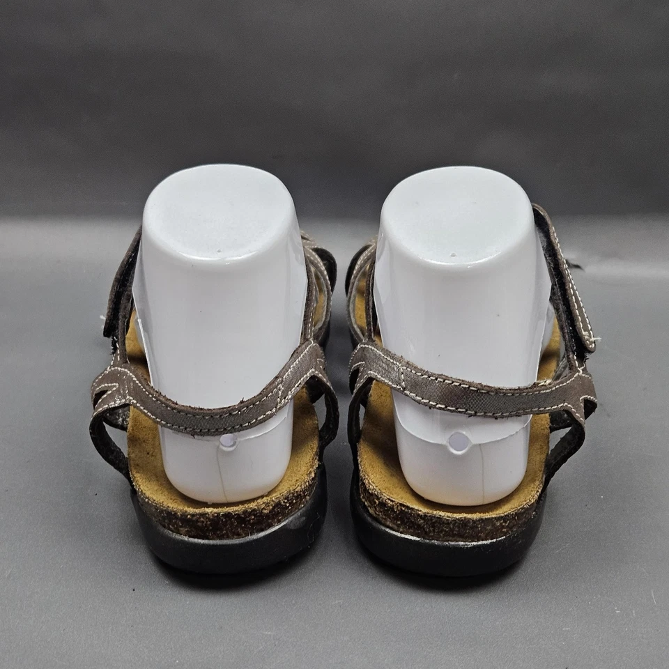 Женские гладиаторские сандалии Naot Dorith размер 9 серебристые кожаные пробковые туфли на плоской подошве с открытым носком - Изображение 4 из 4