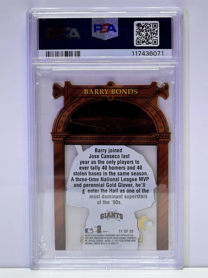 1997 Skybox E-X2000 Barry Bonds Hall or Nothing PSA 8 #11 - Image 2 of 2
