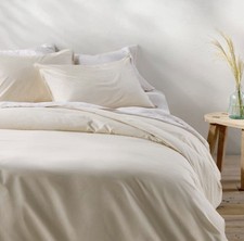 King Cotton Percale Duvet Set Natural- Casaluna
