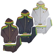 Time Is Money Mens Rasta Tracksuit Set Hoodie  Joggers Rasta Stripe Streetwear