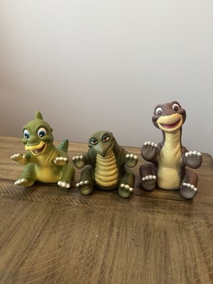 LAND BEFORE TIME Figure Hand Puppets 1988 Pizza Hut Set Of 3 - VINTAGE