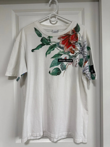 Zara White Shirt Summer Short Sleeve TShirt Floral Print XL