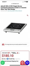 Countertop Induction Range Cooker Adcraft IND-A120V Slim Stainless Steel 120V