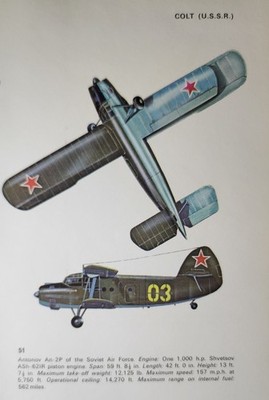 Antonov Colt Picture Out of Print Aviation Vtg Info Sheet Decor Article   