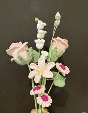 Crochet Flower Bouquet Handmade Rose Lily Dai...