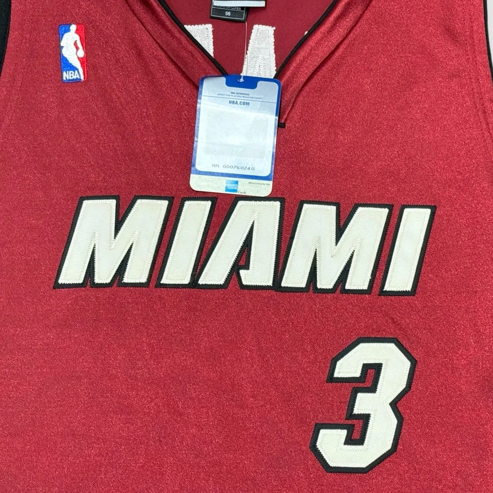 NWT Vintage Reebok NBA Miami Heat Dwayne Wade Official All Stitched Home Jersey - Image 2 of 4