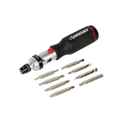 Husky Pivoting Ratcheting Screwdriver Multi Bit Set 16 Piece 5 Position Handle