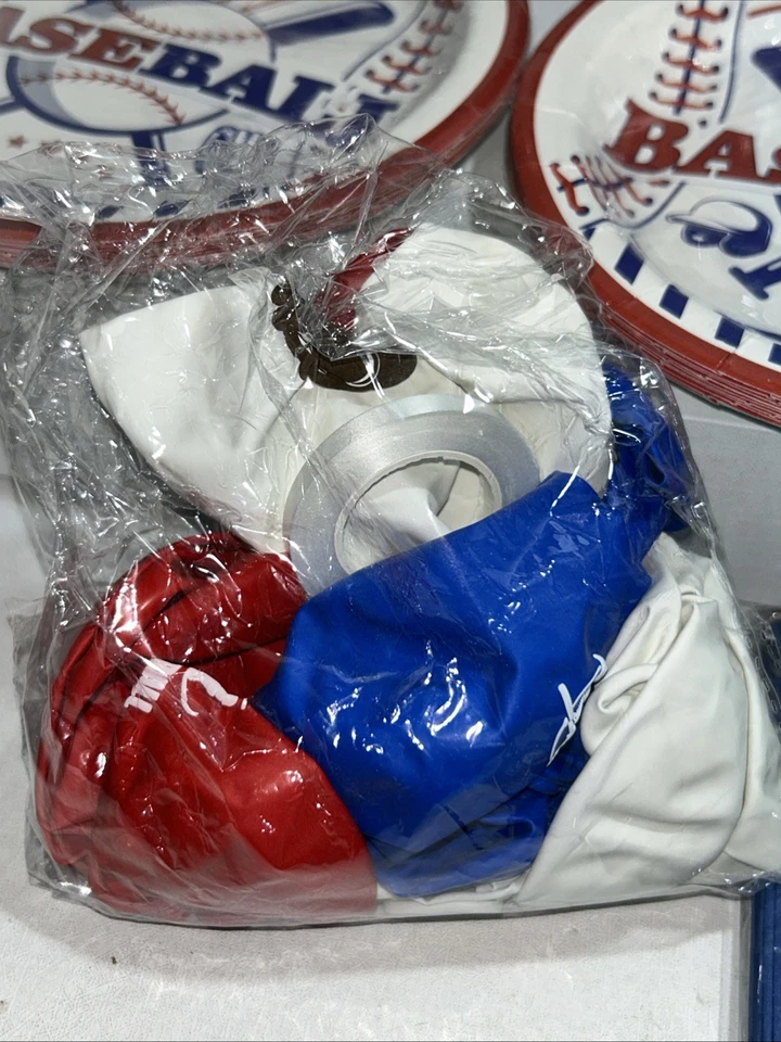 Suprimentos temáticos de beisebol para festas, pratos, guardanapos, copos, balões todos selados  - Imagem 4 de 4