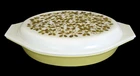 Vintage Pyrex Verde Pattern Divided Serving Dish w/Lid Lime Green 1.5 Quart