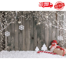 Christmas Snow Floor Wooden Wall Photography Backdrop for Kids 7x5 Ft SHIPS FREE
