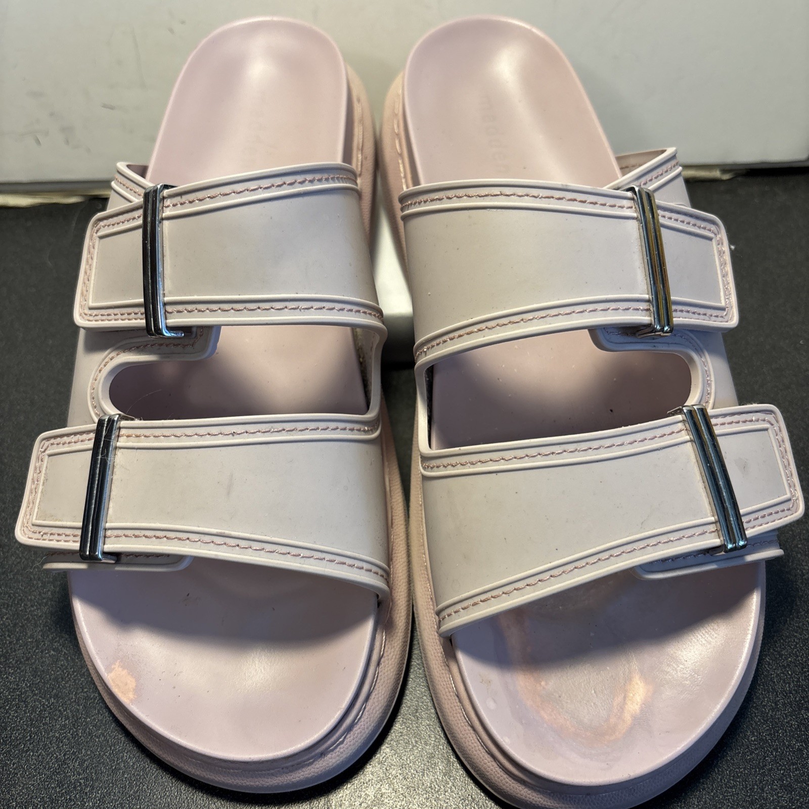 Madden Girl Women Kingsley Platform Footbed Slide Sandals buckle Size US 8M Pink