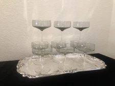 Vintage - 8 Peill Cora Crystal Smoke/Gray Sherbet/Champagne Glasses Rosenthal